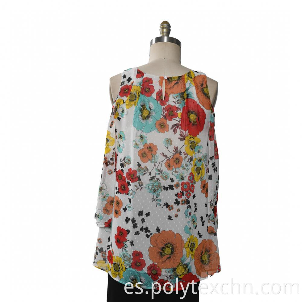 Ladies Blouse Printed Flowers Chiffon